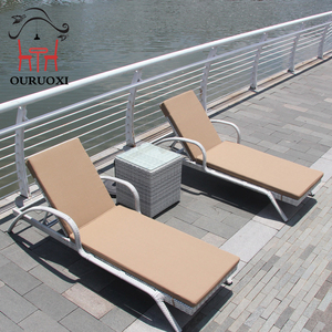 Chaise <span class=keywords><strong>de</strong></span> piscine imperméable en rotin chaise longue meubles plage transat - Product Image 6