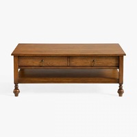 Table basse vintage française pour salon, table d'appoint en bois massif de style campagnard américain avec rangement, meubles de salon