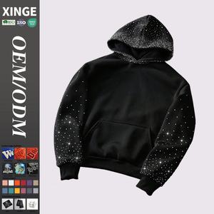 Hoodie Homme Oversize Boxy à Épaules Tombantes avec Imprimé Graphique Strass Style Vintage Urbain Personnalisé – Fabricant de Vêtements - Product Image 1