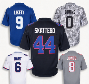 Les Giants de New York Probablement # 9 Skattebo # 44 Brûlures # 0 Dart # 6 Jones # 8 maillots de football pour hommes, chemises de sport pour matchs - Product Image 1