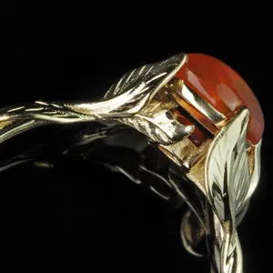 Nieuwe Trend Topkwaliteit Luxe Fijne Sieraden Ontwerper 18K Vergulde Massief 925 Sterling Zilver Luxe Blad Vuur Opaal Ring Voor Vrouwen