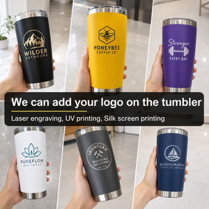 Gobelet isotherme personnalisable en acier inoxydable à double paroi de 20 oz ou 30 oz avec texte ou logo personnalisé, couvercle anti-éclaboussures, tasse de voyage - Product Image 6