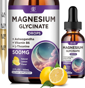 Gotas Líquidas Orales de Glicinato de Magnesio 500mg, Suplemento Herbal con <span class=keywords><strong>Vitamina</strong></span> <span class=keywords><strong>B6</strong></span>, Ashwagandha y L-Teanina para Mejorar el Sueño y Aliviar el Estrés - Product Image 1