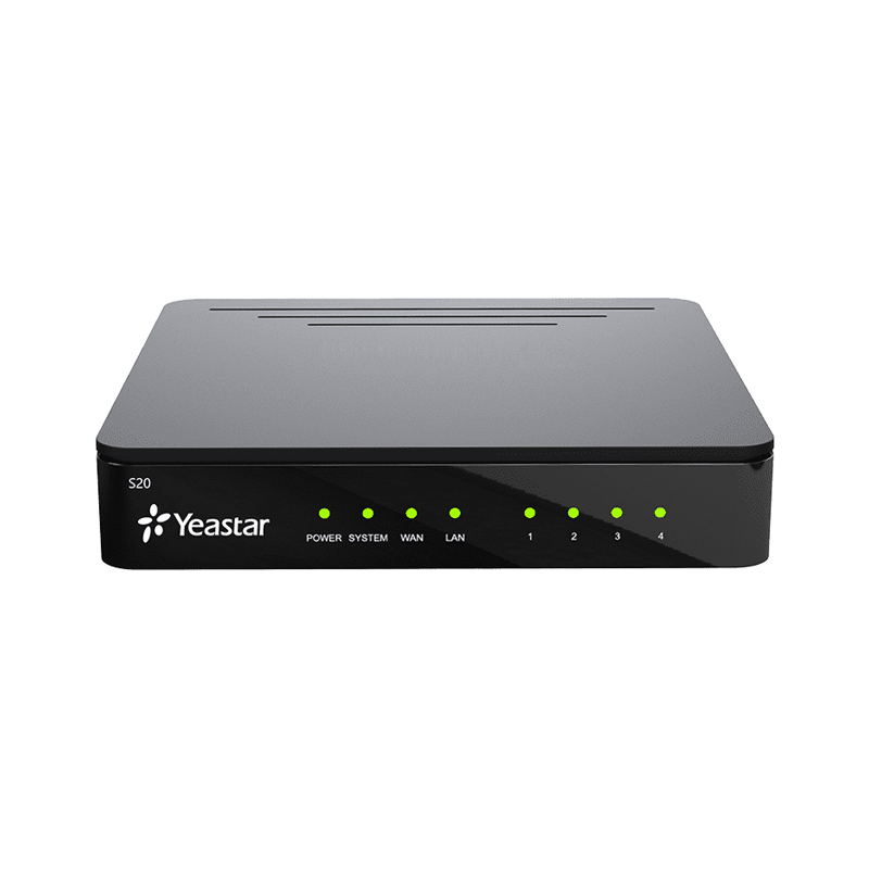 Yeastar S20 IP PBX поддерживает 20 SIP пользователей, 10 одновременных вызовов, максимальная поддержка 4 FXS/FXO/BRI портов, 1 GSM/CDMA/3G/4G канал опционально