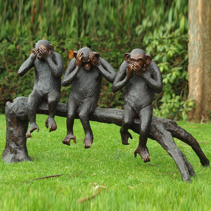 Alta calidad al aire libre parque decoración Animal bronce <span class=keywords><strong>tres</strong></span> <span class=keywords><strong>monos</strong></span> estatuas gran oferta bronce Animal decoración No escuchar NO hablar NO ver - Product Image 4