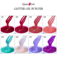 Gel de construction pour ongles Quengel OEM avec logo personnalisé, paillettes, gel de construction pour ongles en marque privée, rose nude, gel de construction pour ongles en gros