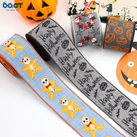 Cinta de borde con cable para Halloween, 2,5 pulgadas, murciélago, Calavera, calabaza, telaraña, tema de Halloween, cinta, papel de regalo para corona de lazo, decoración artesanal