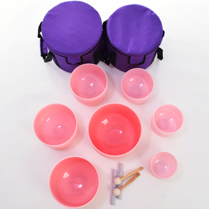Ensemble de bols chantants Cristal 6-12 pouces Bols en cristal à son de guérison rose Thérapie par le son Yoga Meditacion Autres produits en quartz - Product Image 5