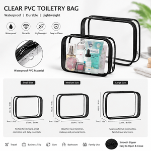 Organisateur de cosmétiques de <span class=keywords><strong>voyage</strong></span> en PVC tendance, grande capacité, imperméable, écologique, pour pochette de rangement de soins de la peau, logo personnalisé - Product Image 1