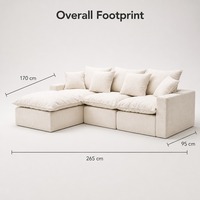 Canapé Cloud UJOY LM116 265cm en L, trois places, avec ottoman, assise profonde mobile en mousse, mobilier de salon pour appartement, OEM