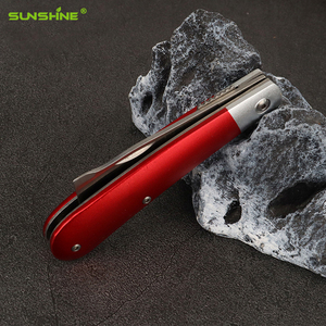 Couteau de camping léger en acier inoxydable SUNSHINE, manche en aluminium rouge, pliable, outil de jardinage, élagage de bonsaï, greffage - Product Image 3