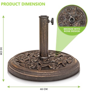 Support <span class=keywords><strong>de</strong></span> parapluie robuste pour l'extérieur, imperméable et antirouille, base <span class=keywords><strong>de</strong></span> <span class=keywords><strong>parasol</strong></span> ronde <span class=keywords><strong>en</strong></span> fer stable avec motif floral <span class=keywords><strong>de</strong></span> rose - Product Image 4