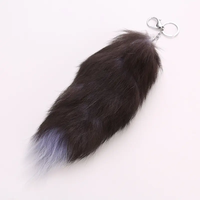 Porte-clés queue de renard noir 45cm en cristal, grande queue de renard noir moelleux bon marché, vente en gros