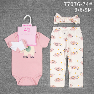Set di <span class=keywords><strong>Abbigliamento</strong></span> Estivo per Neonata <span class=keywords><strong>3</strong></span>-<span class=keywords><strong>6</strong></span> <span class=keywords><strong>Mesi</strong></span>, 4 Pezzi in Cotone con Stampe Animali/Floreali - Product Image 6