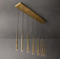 Lámpara de iluminación minimalista con cono de antorcha, lámpara de comedor, proyector moderno, candelabro largo de techo para el hogar, candelabro lineal de Aquitania de 60"