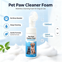 Nettoyant pour pattes d'animaux sans eau, écologique, mousse shampoing sans rinçage, réparation douce, brosse manuelle pour chiens, 150 ml, tout usage