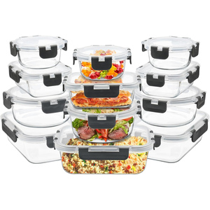 Lonchera Multifuncional Apilable de Vidrio para Llevar Comida, con Tapa de PP de Grado Alimenticio, Recipiente de Vidrio - Product Image 1