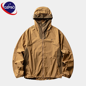 QZFSO Custom Streetwear Lightweight Mesh <b>Zip</b> <b>up</b> Windbreaker Breathable Quick-dry Polyester Sun Protection <b>Jacket</b> With Hood - Product Image 4