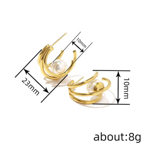 Orecchini geometrici effetto perla da donna, eleganti e semplici, gioielli alla moda per tutti i giorni - Product Image 5