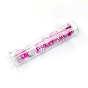 Dés de jeu de table RPG en acrylique transparent, 7 pièces, avec tube de rangement portable, multicolores, ensemble de dés polyédriques professionnels pour D&D - Product Image 6