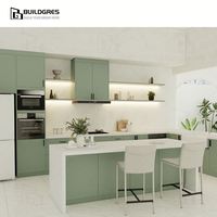 Buildgres Cabinet Évier Petit Stand Smart Shaker Italien Construit en Vert Ensemble de Maison Suspendus avec Unité d'Angle Incurvé Armoires de Cuisine