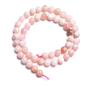 Natural AAA Peru Pink Opal Beads Shiny Round Gemstone Beads for Jewelry Making Bracelets Necklaces Earrings