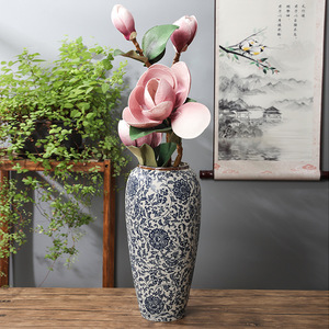 Jarrón Hecho a Mano, Jarrón Alto Redondo para Piso, Jarrón de Flores de Porcelana y Cerámica de Arte Retro, Decoración de Sala de Estar, Jarrón de Mesa Moderno para Hotel - Product Image 3