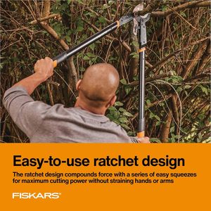 กรรไกรตัดกิ่งไม้ Fiskars รุ่น Ratchet Drive Anvil Lopper ขนาด 32 นิ้ว สำหรับงานหนัก ตัดได้สูงสุด 2 นิ้ว ด้ามจับแบบยึดติด ใช้งานง่าย บีบง่าย รับประกันตลอดอายุการใช้งาน - Product Image 2