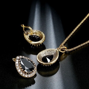 Vintage Gold Color <strong>Turkey</strong> Bohemia Personality Luxury Crystal Rhinestone Pendant <strong>Necklace</strong> Earring Women Wedding Party Jewelry Set - Product Image 5
