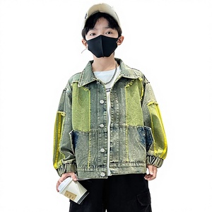 Traje de mezclilla primavera/otoño, elegante abrigo para niños de mediana edad, camisa de niño 2026, top de nuevo estilo, nailon/algodón con letras - Product Image 1