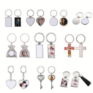 Llavero Metálico en Blanco para Transferencia Térmica, de Aleación de Zinc, en Formas Redondas, Cuadradas, de Corazón y Mini Cruz - Product Image 1