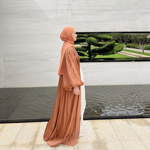 Loriya vêtements musulmans à la mode mince été ouvert Abaya Kimono manches bouffantes dubaï Abaya femmes robe musulmane - Product Image 5