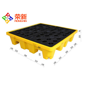 ถาดป้องกันสารเคมีรั่วไหล Rongxin ขนาด 390x390x75 มม. แบบตะแกรง 9 ขา ทางเข้า 4 ทิศทาง ความจุ 120 ลิตร - Product Image 1