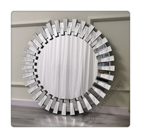 Miroir mural rond en cristal argenté en forme de feuille, style Antique et élégant, décoration pour le soleil, avec cadre en argent