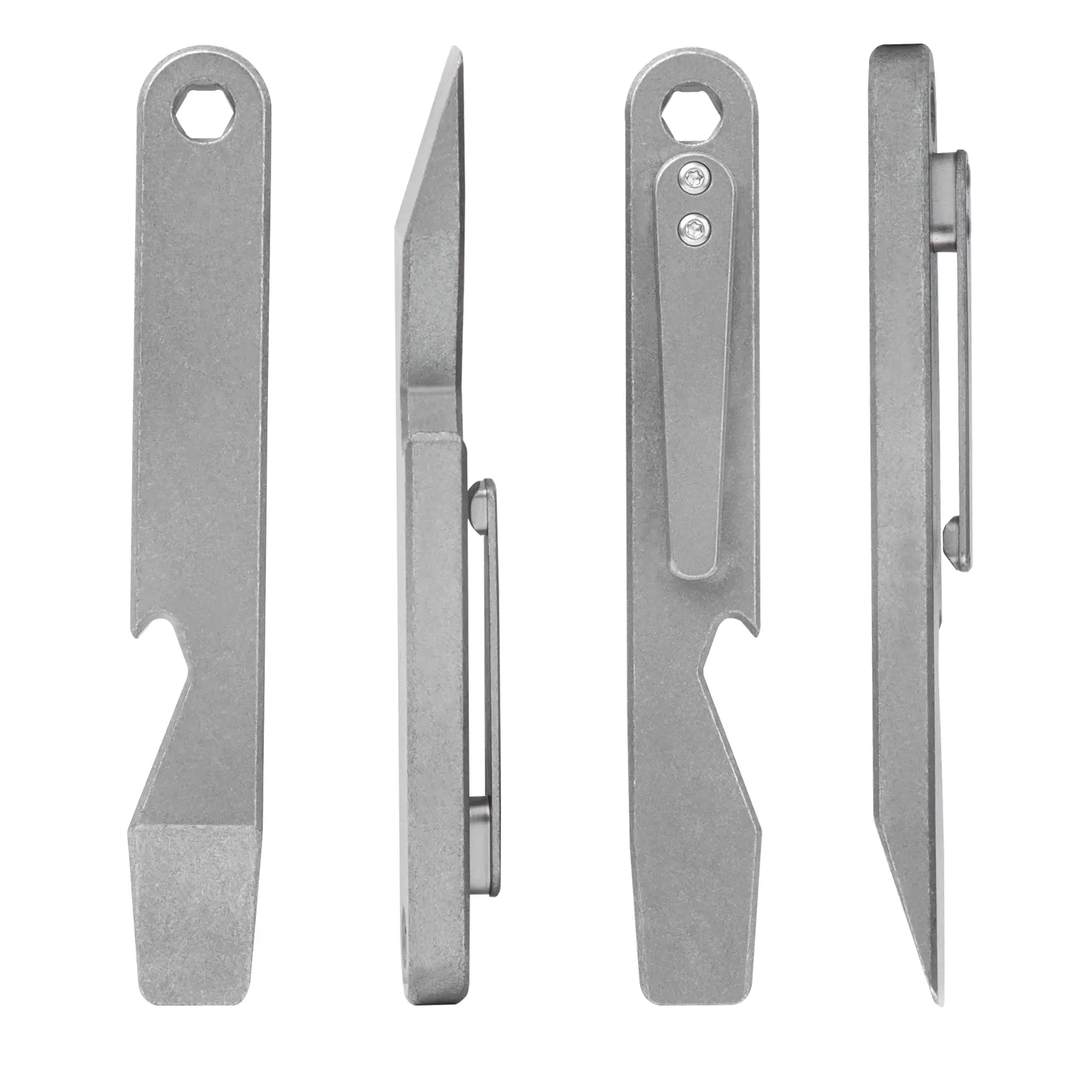 Titanium Pry Bar EDC Multi Function Wrench Pocket Tool with Clip Lanyard Hole