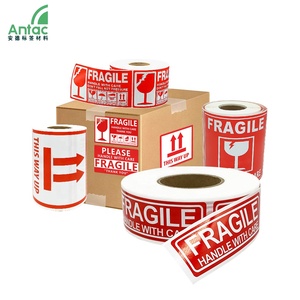 Rouleau d'autocollant adhésif personnalisé Étiquette d'avertissement rouge «THIS WAY up Fragile» avec <span class=keywords><strong>code</strong></span> à barres Excellent <span class=keywords><strong>pour</strong></span> les applications industrielles - Product Image 5