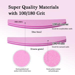 Lima per Unghie in Spugna TSZS 100/180 Grit, Doppia Faccia Curva e Dritta, Lima Abrasiva per Manicure, per Saloni di Bellezza, Vendita all'Ingrosso - Product Image 2