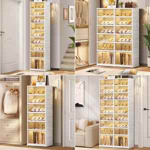 9-Tier Easy-to-Install Eco-Friendly <b>Plastic</b> Magnetic Shoe Cabinet Customizable One-Piece Foldable American Style Living Shoe - Product Image 3