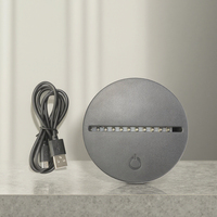 Bases de lampes LED pour veilleuse 3D LED, base en acrylique ABS noire, 3 couleurs, lumière blanche, lumière blanc chaud, base tactile