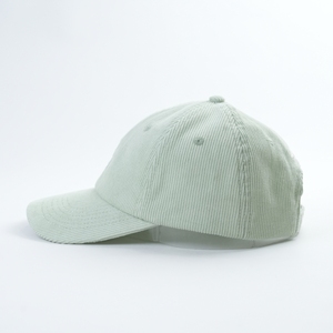 Yukaihe moda tela de pana sombrero de papá 6 paneles curvos sin estructura 7 o 7,5 <span class=keywords><strong>cm</strong></span> ala corta doble panel frontal gorra verde claro - Product Image 3