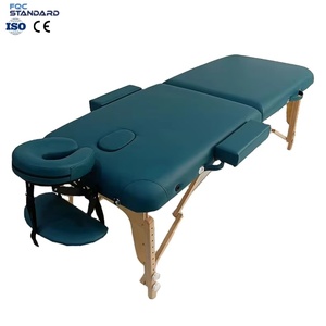 Table de massage pliable moderne en bois de hêtre haut de gamme, hauteur réglable, pieds épaissis, conception sûre et antidérapante pour salon - Product Image 1