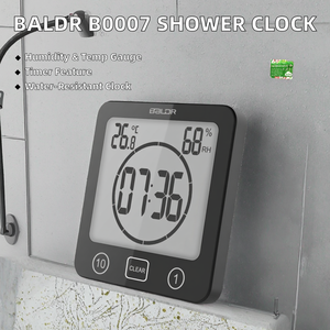 Reloj Digital para Baño <span class=keywords><strong>BALDR</strong></span> B0007, Impermeable, de Plástico, para Montar en la Pared, con Higrómetro, Termómetro, Temporizador y Ventosas - Product Image 2