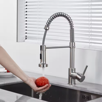 Mitigeurs de Cuisine Modernes Noirs en Acier Inoxydable à Ressort avec Douchette Extractible 2 Fonctions pour Évier
