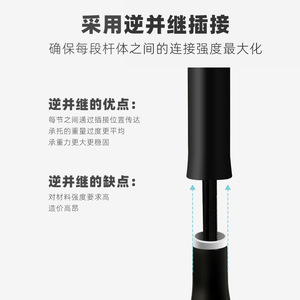 Canne pliante Hepo 297 mm en alliage d'aluminium noir réglable pour personnes âgées et randonnée - Product Image 4