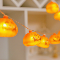 Guirlandes lumineuses LED en forme de citrouille, décoratives pour Halloween et le Festival des Fantômes, à piles, lumières féériques