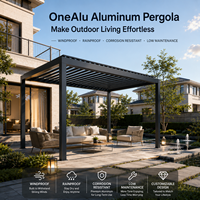 Pergola extérieure en aluminium One-Alu, lames orientables électriques, abri de jardin imperméable et résistant au vent avec système LED