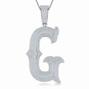 Collar con Colgante de Letra <span class=keywords><strong>E</strong></span> VVS Moissanite, Chapado en Platino sobre Plata 925, Personalizado con Nombre, Estilo Hip Hop, Venta al Por Mayor de Fábrica - Product Image 3