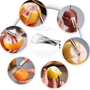 Pelador manual de naranjas y pomelos de acero inoxidable multifunción, abridor de frutas, cuchillo para pelar verduras, cortador manual, 1 unidad - Product Image 6