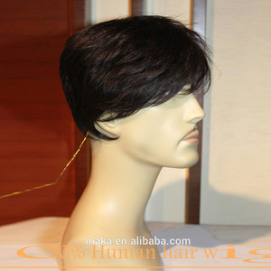 Human Hair Wig for Men 100% Brazilian Natural Human Natural Hair Short Wig for Men <strong>Toupee</strong> - Product Image 4