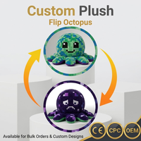 Pabrik OEM Kustom Tiktok Mainan Boneka Gurita Bolak-Balik Grosir Hewan Boneka Lucu Mainan Orang Tua Anak Grosir Poliester